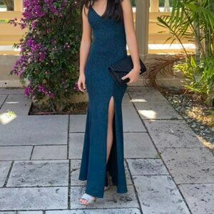 sparkly cerulean prom dress
